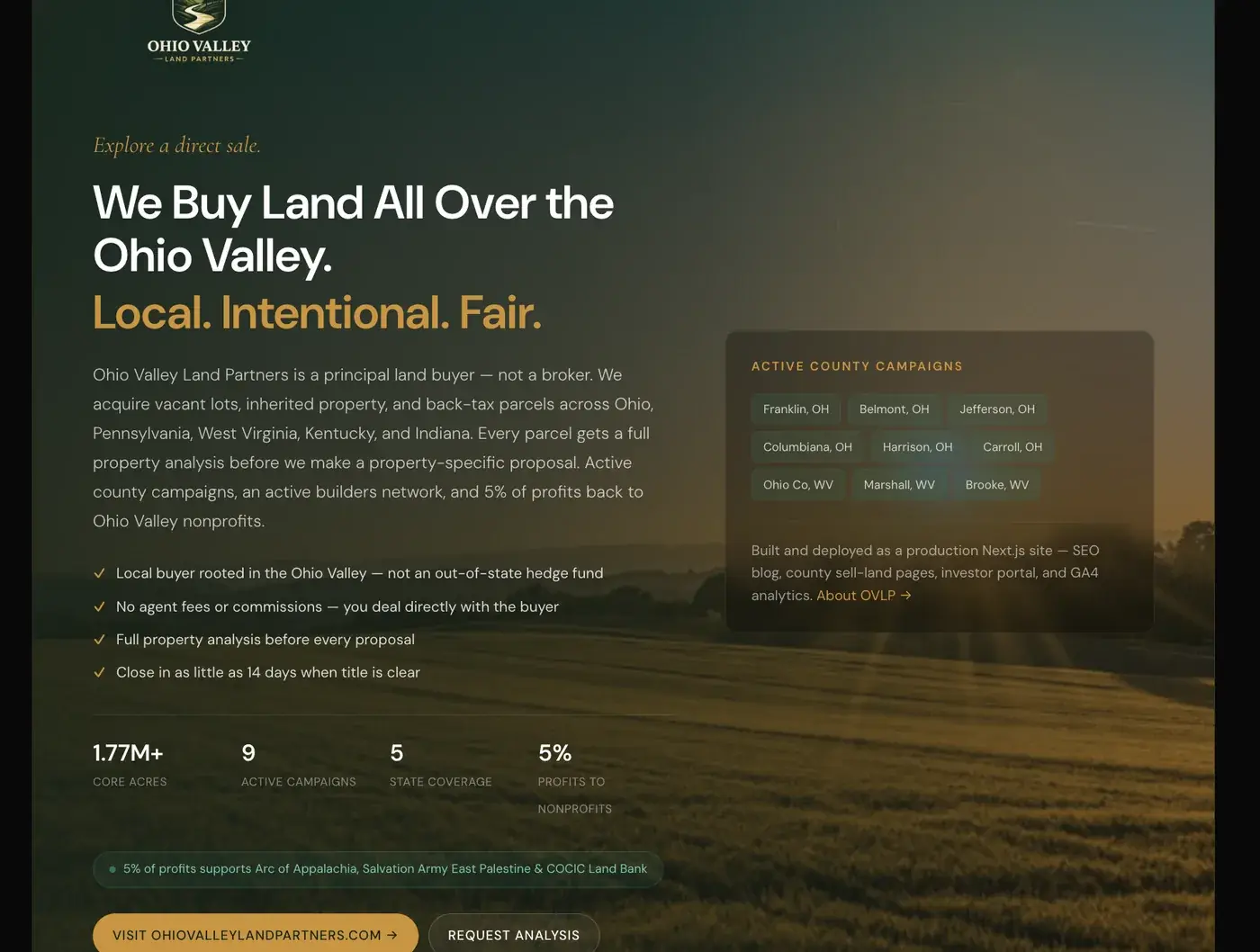 Ohio Valley Land Partners website screenshot